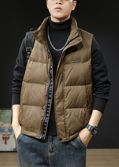 Loose Coffee Zip Up Pockets Men Puffer Vest Winter EQ039 ABC