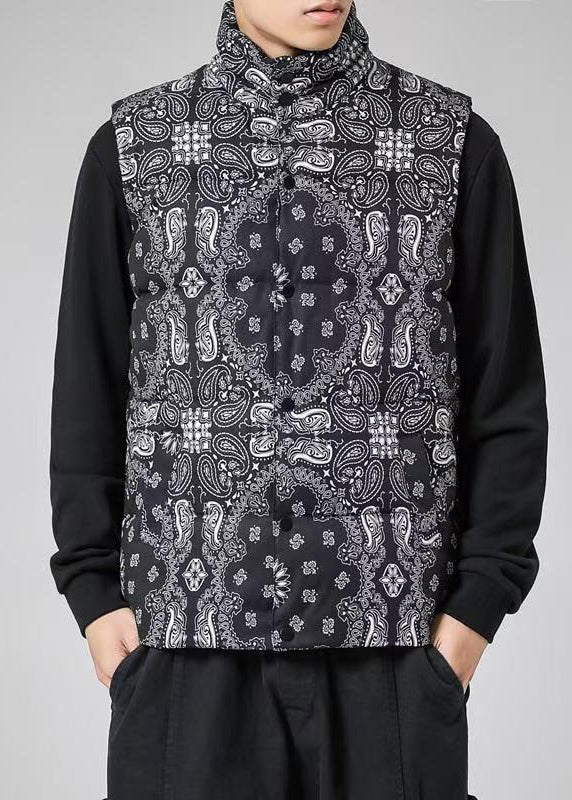 Loose Colorblock Stand Collar Pockets Cotton Filled Men Waistcoat Winter RN001 ABC