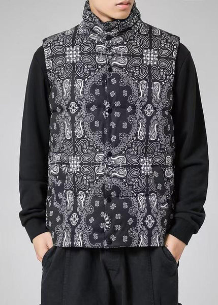 Loose Colorblock Stand Collar Pockets Cotton Filled Men Waistcoat Winter RN001 ABC