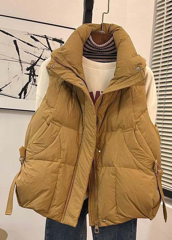 Loose Ginger Yellow Zip Up Pockets Duck Down Waistcoat Spring YW002 ABC