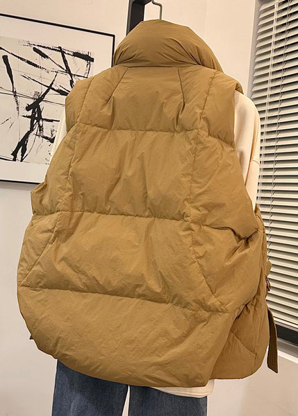 Loose Ginger Yellow Zip Up Pockets Duck Down Waistcoat Spring YW002 ABC