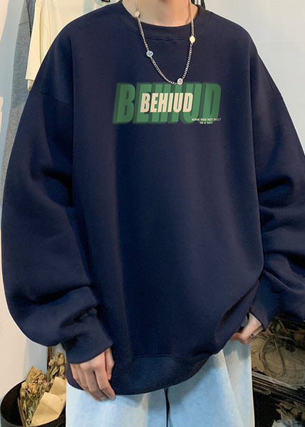 Loose Green O Neck Print Cotton Men Streetwear Fall RP066 ABC
