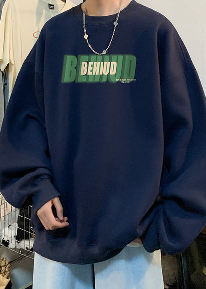 Loose Green O Neck Print Cotton Men Streetwear Fall RP066 ABC