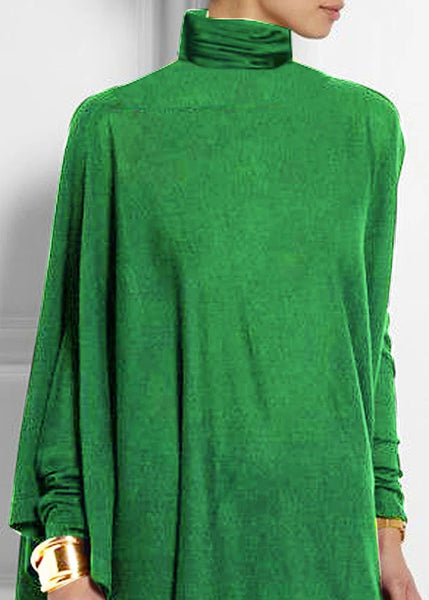 Asymmetrical Turtleneck Top Loose Spring Green FashionChic