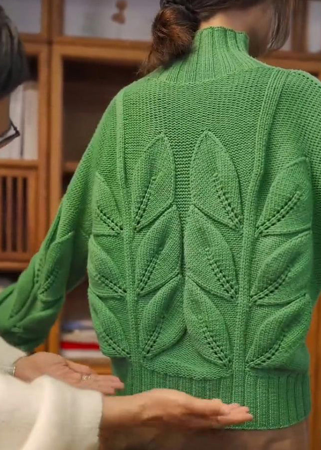 Loose Green Turtleneck Original Design Knit Sweaters Spring YW031 ABC