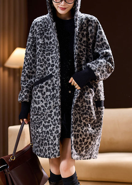 Loose Grey Hooded Pockets Womens Parka Spring TY011