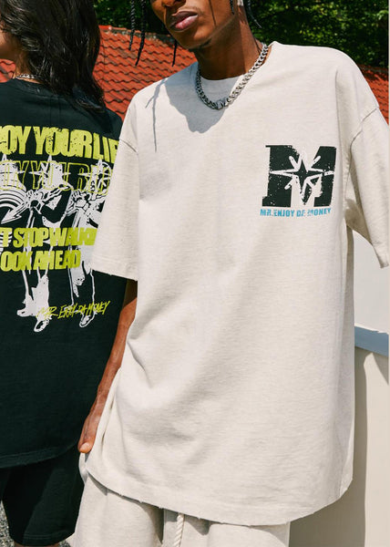 Loose Grey Print Solid Cotton Men T Shirt Summer LK068 Men-Silk-MENT240630