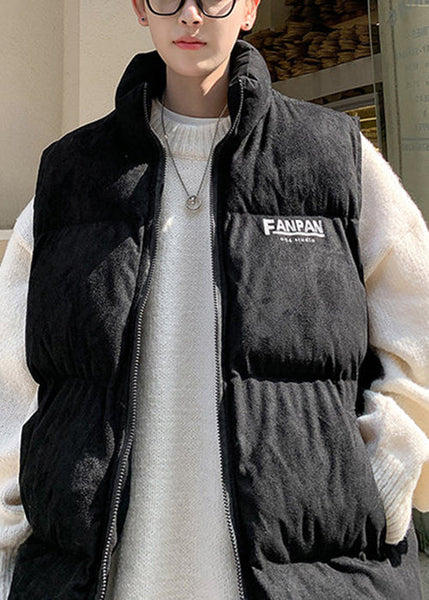 Loose Grey Stand Collar Letter Cotton Filled Mens Waistcoat Winter RN003 ABC