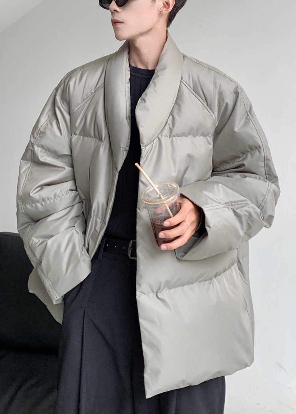 Loose Grey Stand Collar Solid Duck Down Men Coat Winter WL009 MENCW241123