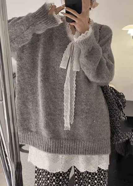 Loose Grey Thick Cozy Cotton Knit Sweaters Winter RK006 ABC