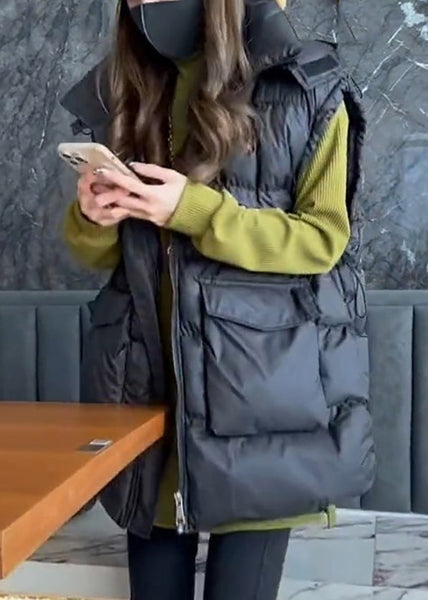 Loose Khaki Drawstring Pockets Cotton Filled Waistcoat Sleeveless YW014 ABC