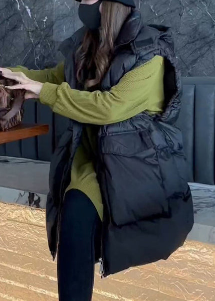 Loose Khaki Drawstring Pockets Cotton Filled Waistcoat Sleeveless YW014 ABC