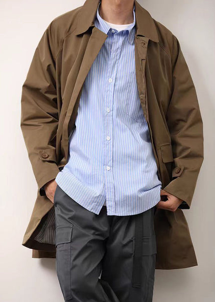 Loose Khaki Peter Pan Collar Button Cotton Men Coat Spring YQ004 ABC