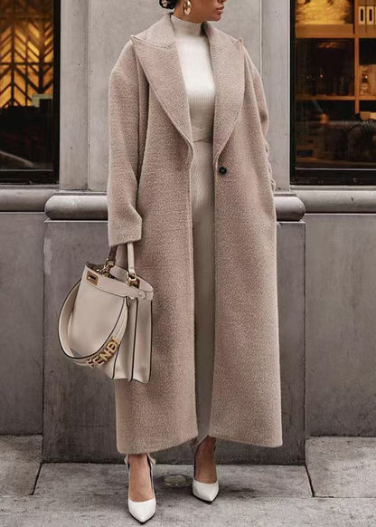 Coat Collar Khaki Pockets Spring Button Peter Long Loose Pan FashionChic