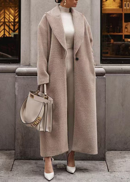 Coat Collar Khaki Pockets Spring Button Peter Long Loose Pan FashionChic