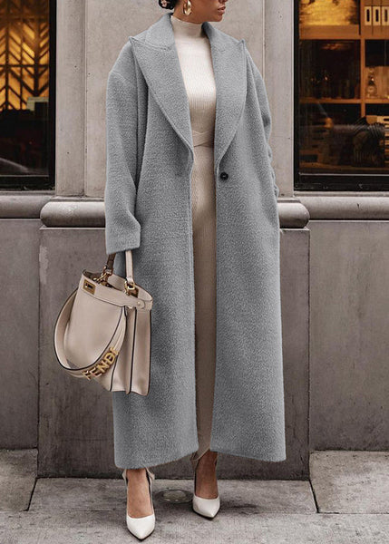 Coat Collar Khaki Pockets Spring Button Peter Long Loose Pan FashionChic