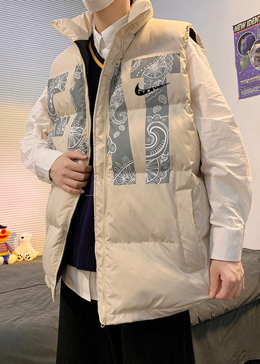 Loose Khaki Print Pockets Cotton Fille Mens Waistcoat Winter EQ031 ABC