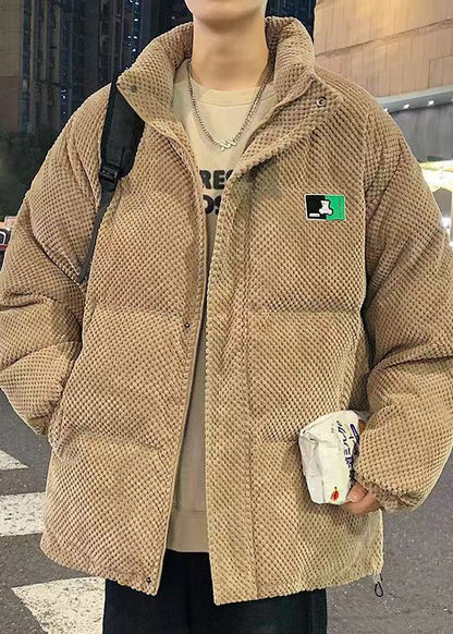 Loose Khaki Stand Collar Zip Up Pockets Men Parka Winter RM010 ABC
