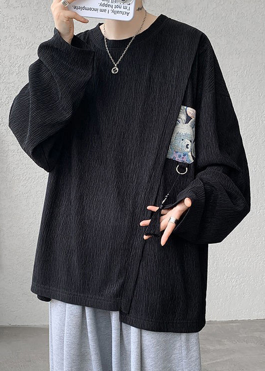 Khaki Shirts Cotton Men Tasseled T Loose Solid Spring FashionChic