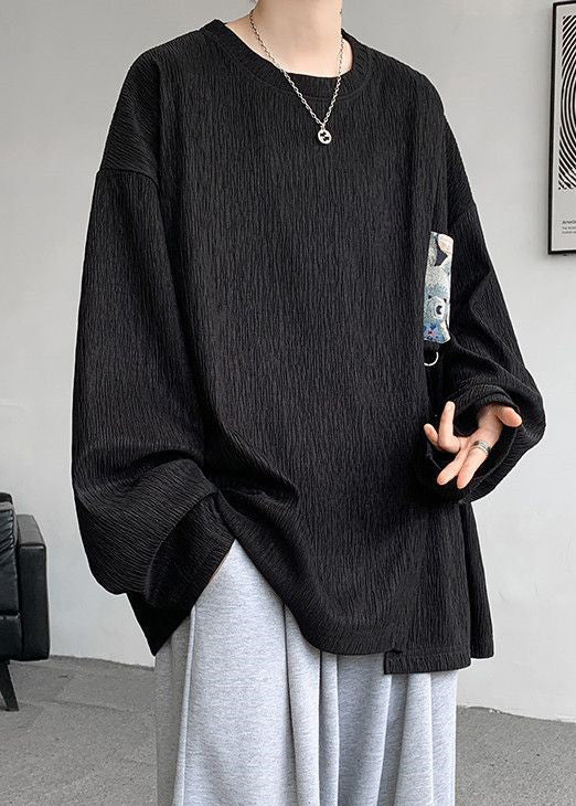 Khaki Shirts Cotton Men Tasseled T Loose Solid Spring FashionChic