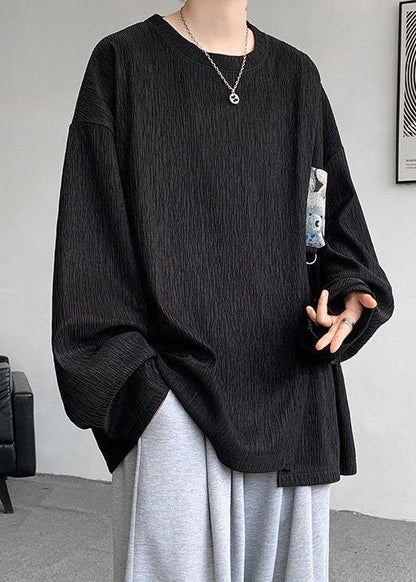 Khaki Shirts Cotton Men Tasseled T Loose Solid Spring FashionChic