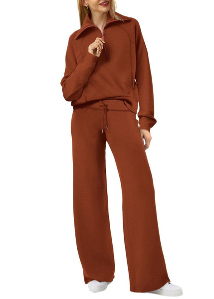 Light Cotton Leg And Zip Tops Loose Wide Two Green Up Solid Pants FashionChic