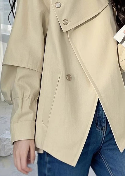 Trench Asymmetrical Light Khaki Button Coat Loose Cotton Fall FashionChic