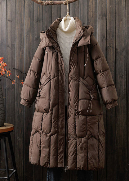 Loose Mulberry Hooded Pockets Fine Cotton Filled Coat Winter TI006