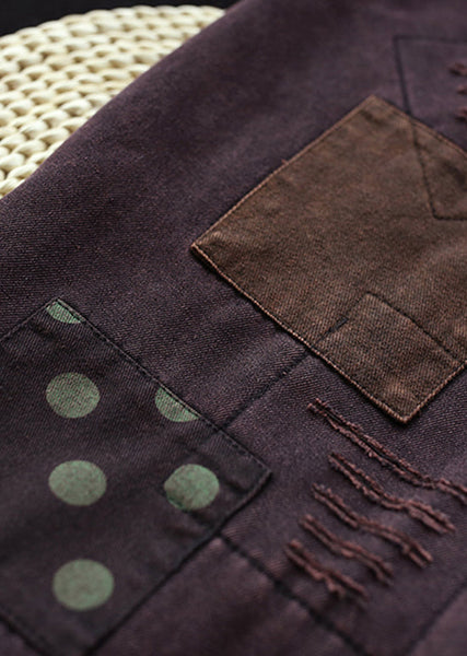 Loose Mulberry Pockets Patch Elastic Waist Warm Fleece Pants Spring TN007 ABC