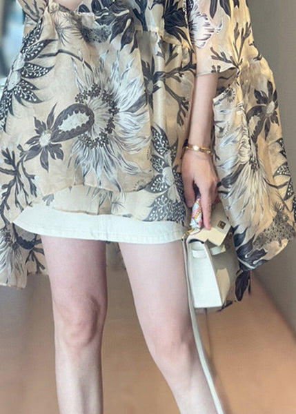 Print Cotton O-Neck Fall Shirts Loose FashionChic