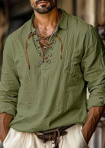 Orange Loose Shirt Cotton Pan Men Up Collar Fall Lace Peter FashionChic