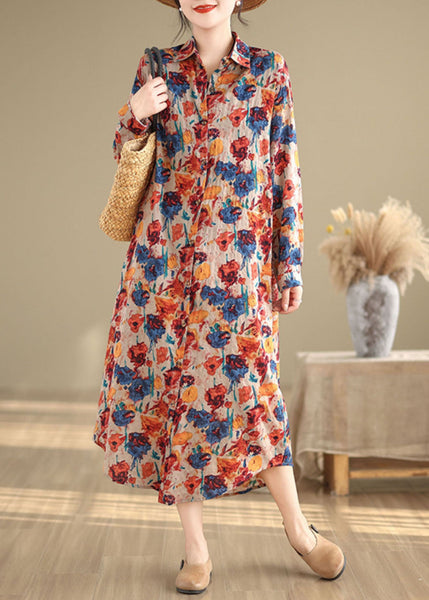 Loose Peter Pan Collar Print Cotton Shirts Cardigan Long Sleeve AP086 GK-CTS240718