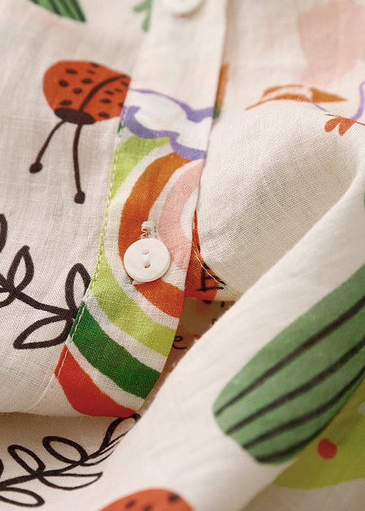 Shirts Loose Cotton Peter Spring Print Pan Collar FashionChic