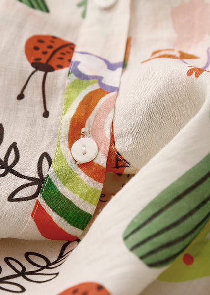 Shirts Loose Cotton Peter Spring Print Pan Collar FashionChic