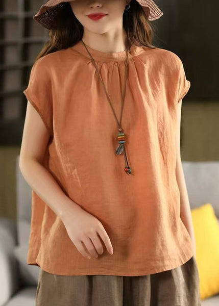 Summer Both Sides Loose Shirt Linen Wear Button Pink On FashionChic