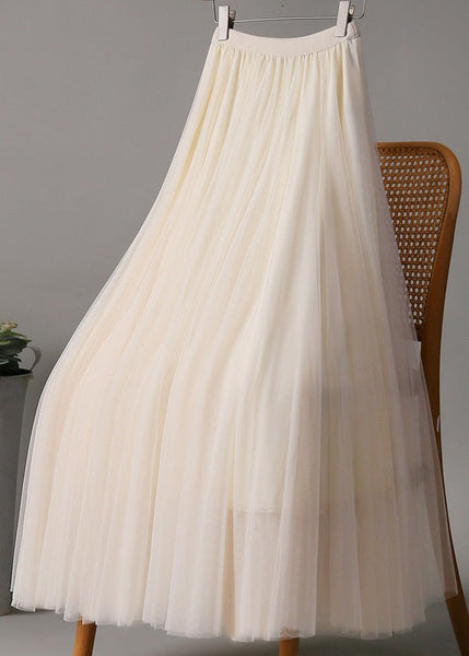 A Skirts Elastic Pink Waist Loose Line Tulle FashionChic