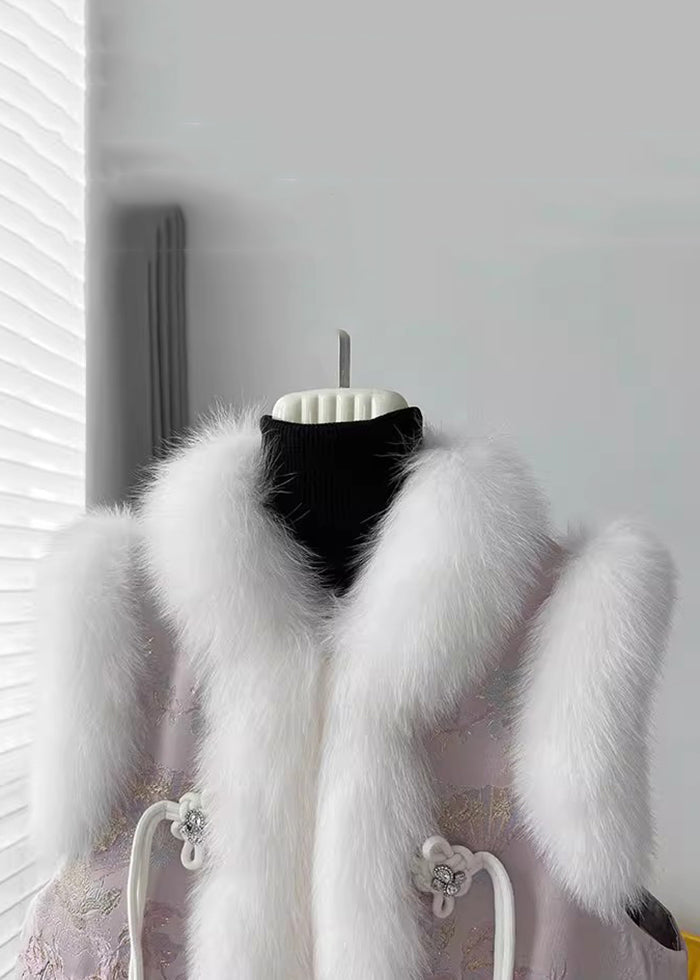 Loose Pink Fur Collar Patchwork Cotton Filled Waistcoat Sleeveless RZ033 ABC