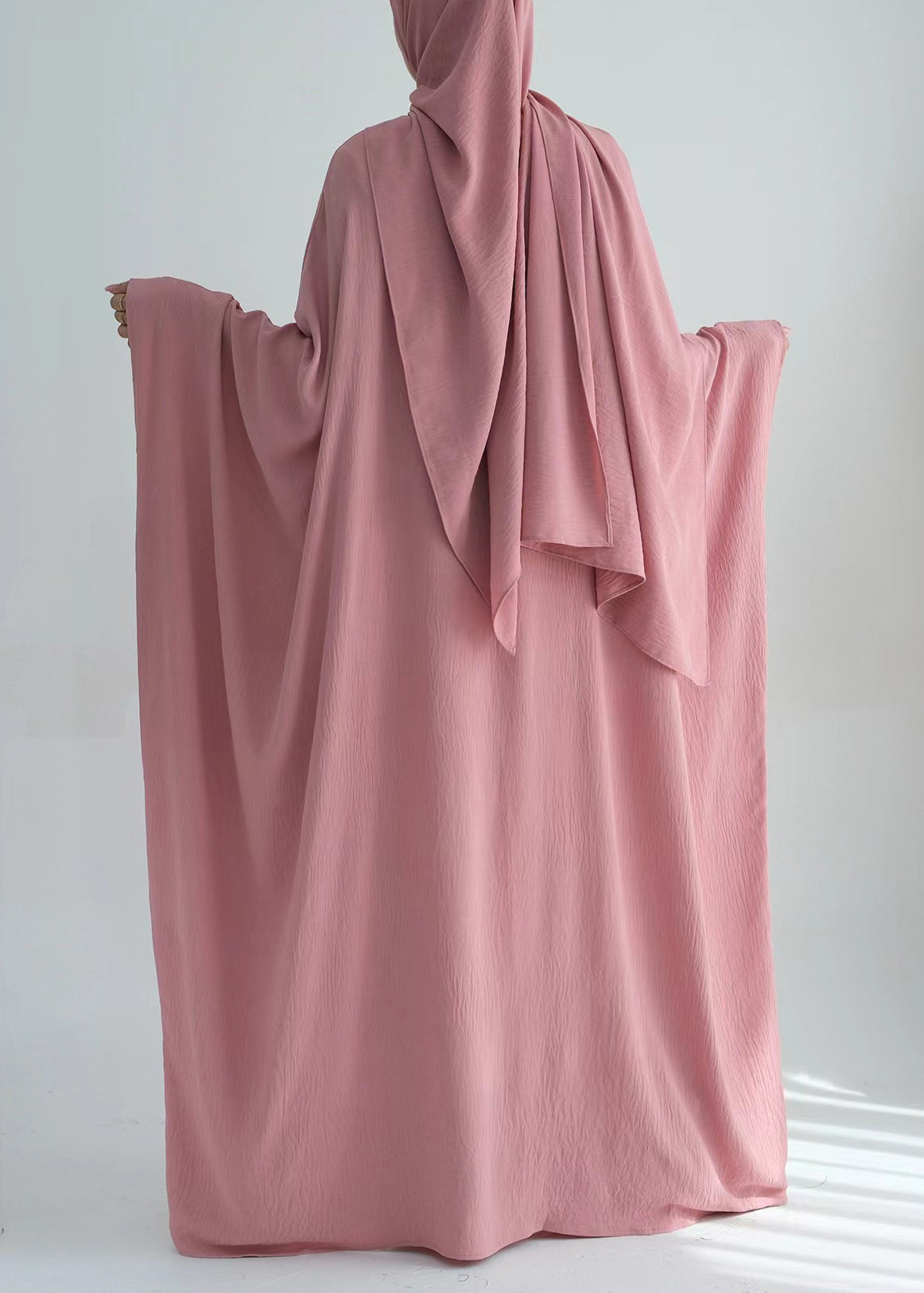 Loose Pink O Neck Solid Ice Silk Maxi Dresses Batwing Sleeve AA1051 Ada Fashion