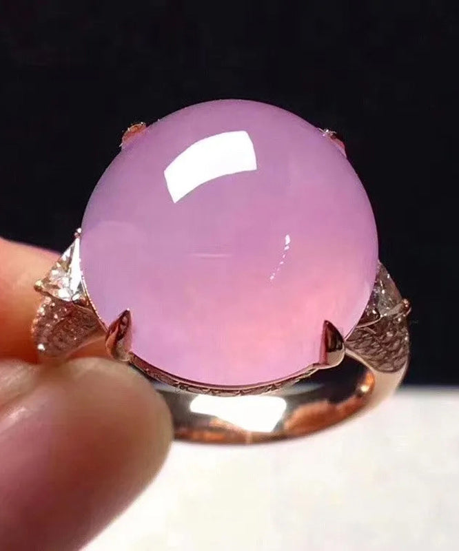 Loose Pink Sterling Silver Overgild Jade Rings AC1029 Genistyle Shop