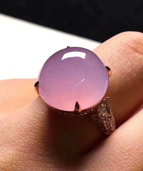 Loose Pink Sterling Silver Overgild Jade Rings AC1029 Genistyle Shop