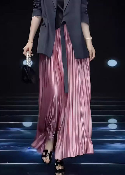 Solid Pink Wrinkled Skirts Cotton Loose Spring FashionChic