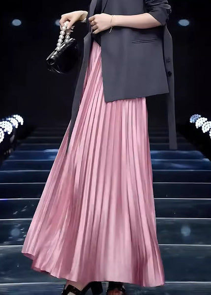 Solid Pink Wrinkled Skirts Cotton Loose Spring FashionChic