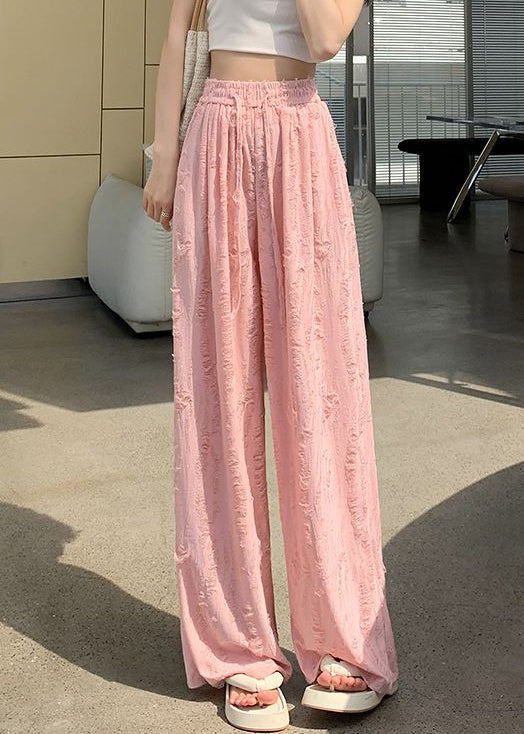 Loose Pink Zircon Elastic Waist Pants Summer AB1047 Genistyle Shop