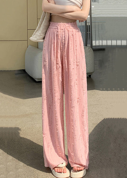 Loose Pink Zircon Elastic Waist Pants Summer AB1047 Genistyle Shop
