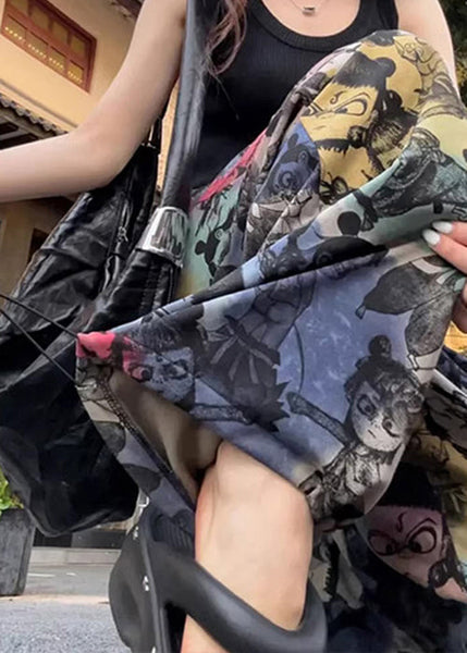 Cotton Summer Loose Pockets Drawstring Print Pants FashionChic