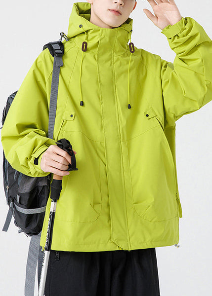 Hooded Loose Cotton Men Drawstring Pockets Purple Spring Coat FashionChic