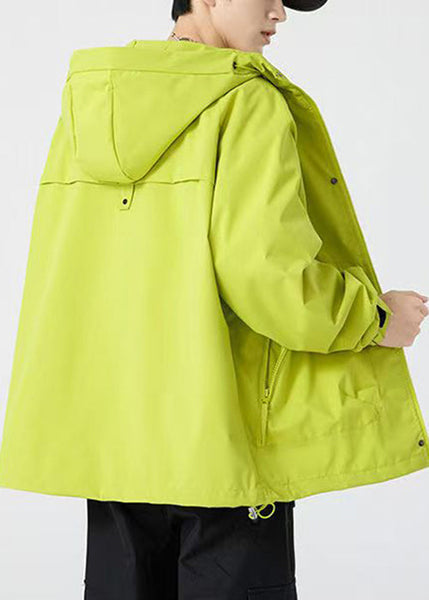 Hooded Loose Cotton Men Drawstring Pockets Purple Spring Coat FashionChic