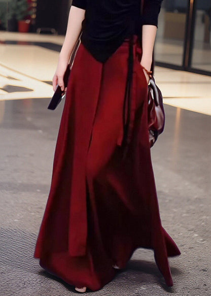 Loose High Lace Waist Up Pockets Red Skirt Summer FashionChic