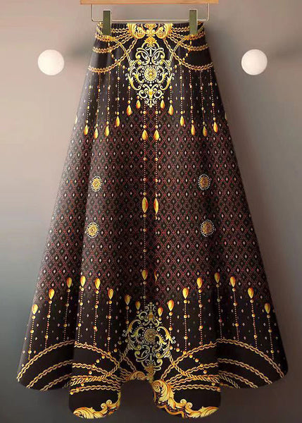 Loose Red Print Exra Large Hem High Waist Skirts Summer QQ1015 Ada Fashion