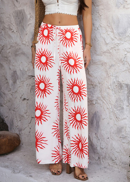 Summer High Pants Wide Loose Waist Leg Red Sunflower FashionChic